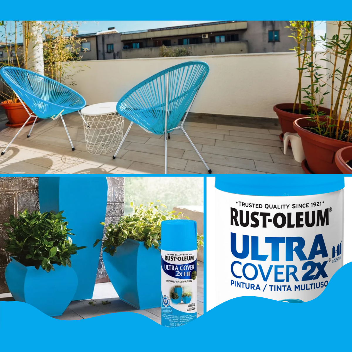 Spray Ultra Cover Azul Oásis Acetinado Rust Oleum