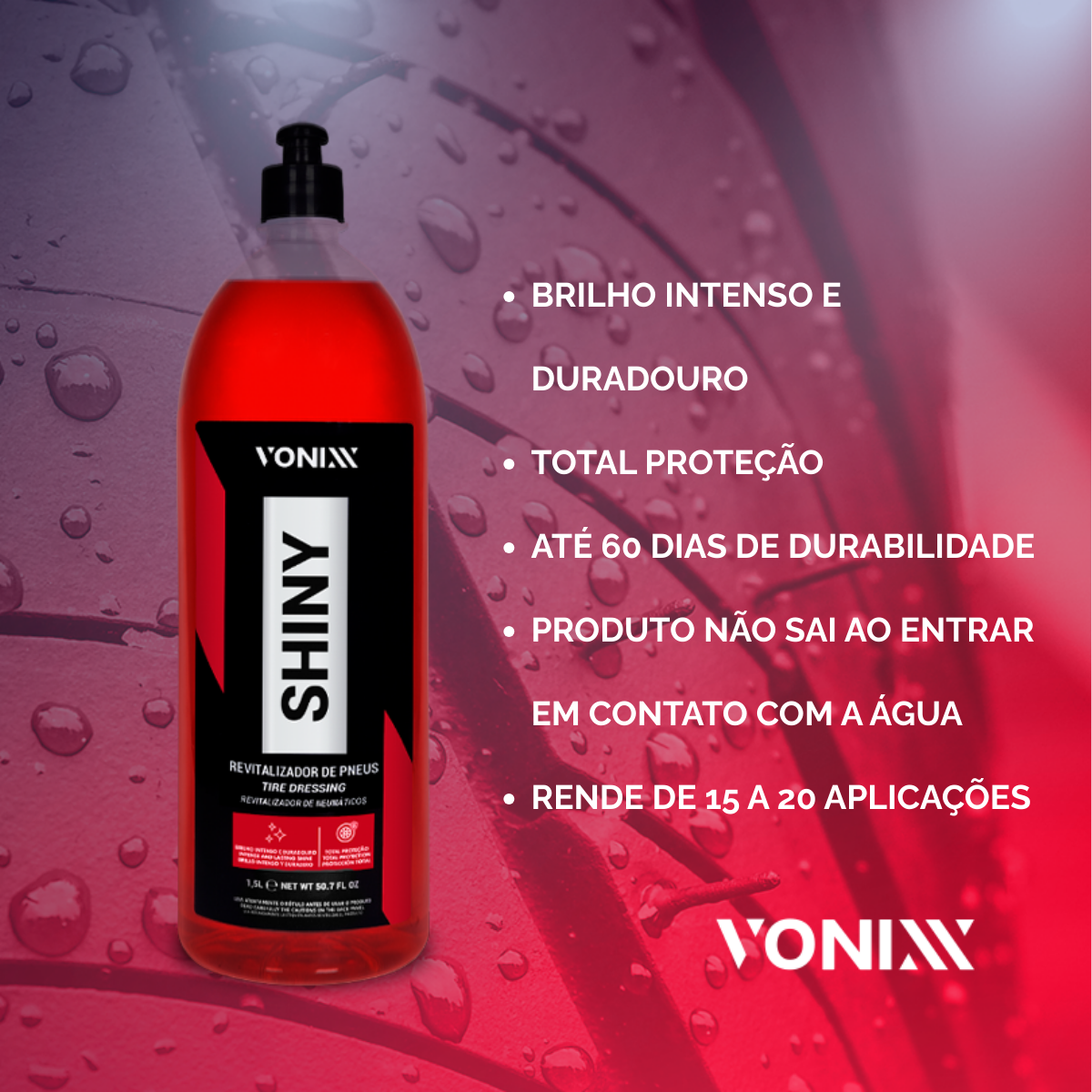 SHINY Renovador de Pneus – Brilho Intenso e Proteção Duradoura