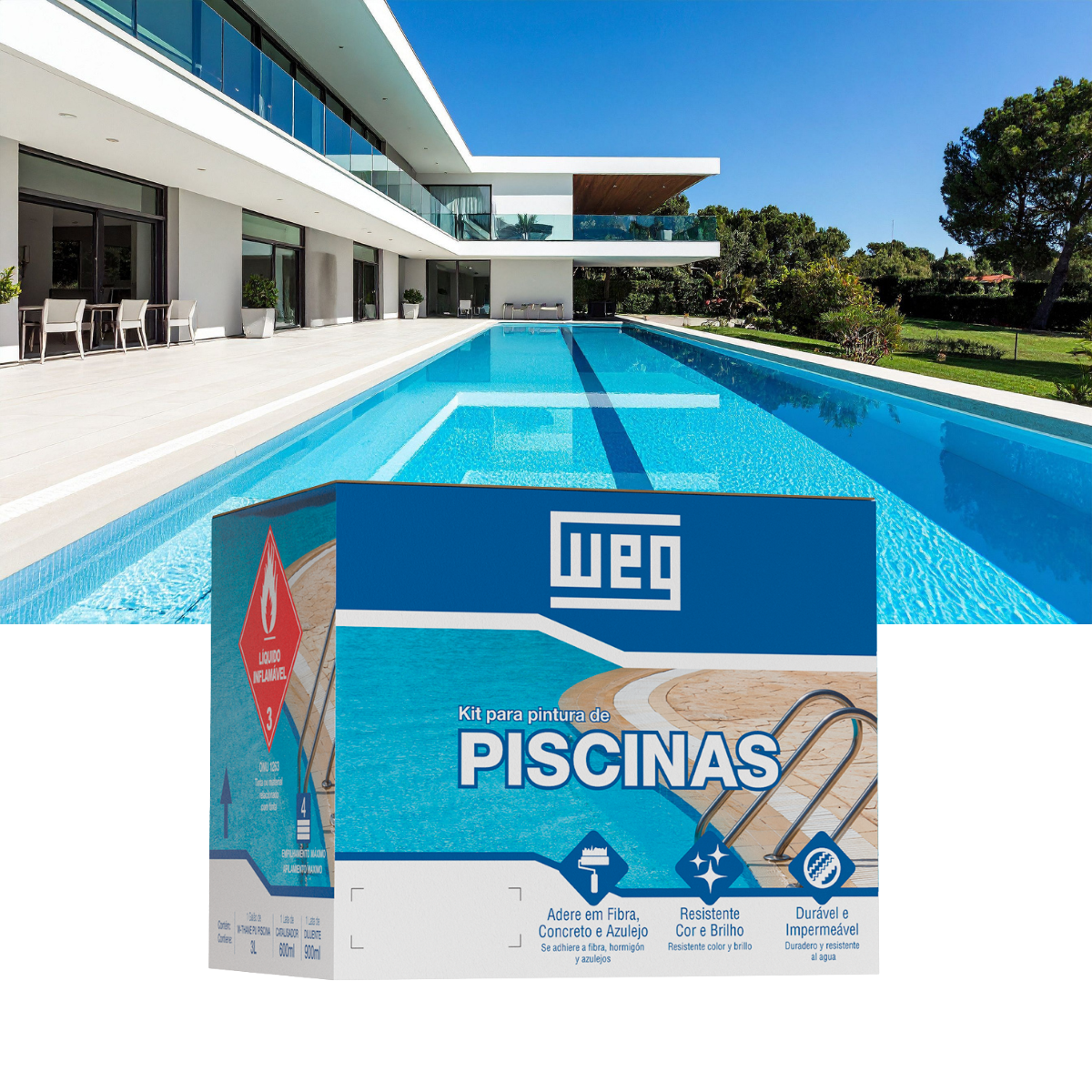 Tinta Weg Pu kPiscinas De Fibra, Concreto, Azulejo - 4,5 L