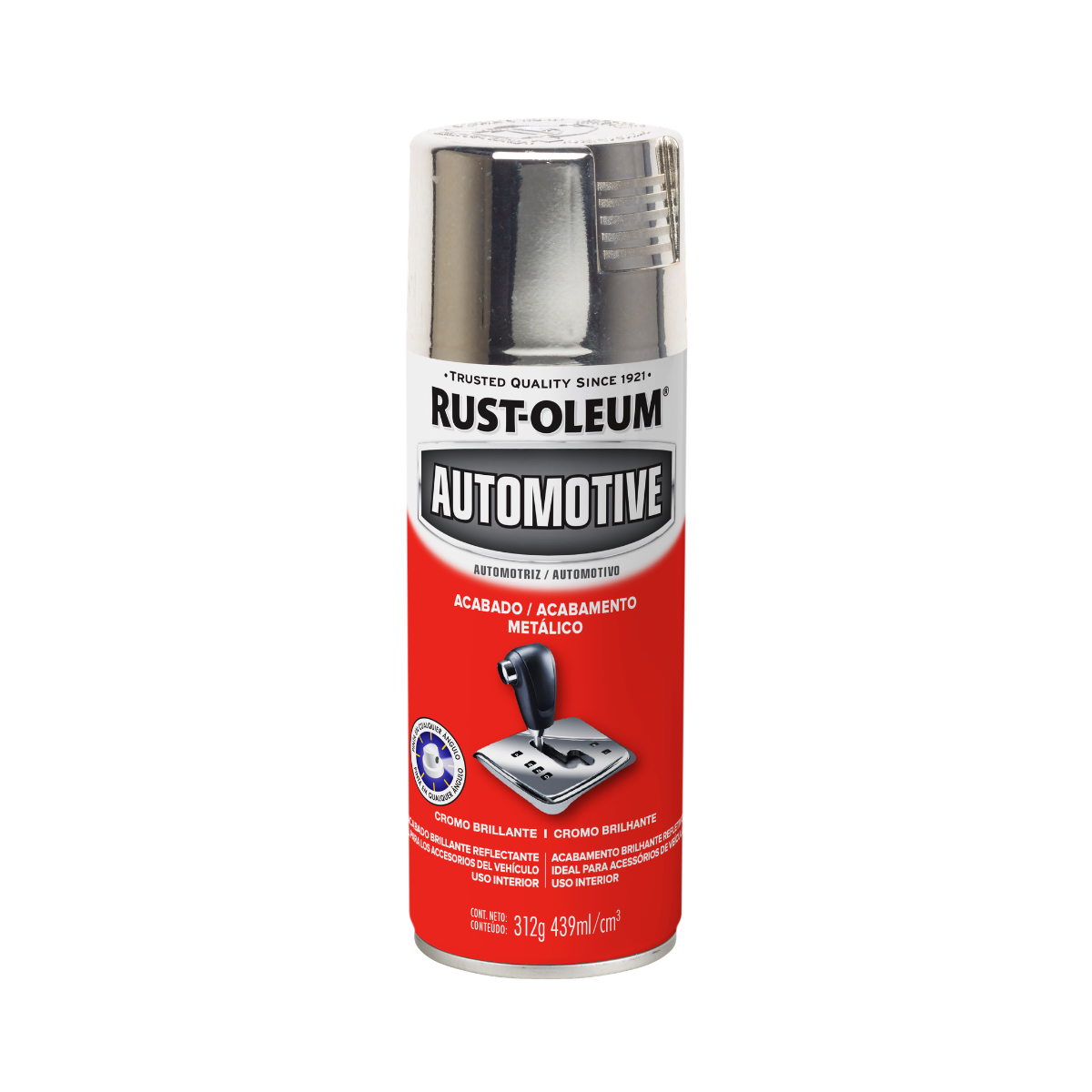 Tinta Spray Automotiva P/ Uso Interior Metálico Cromo Brilhante Rust Oleum