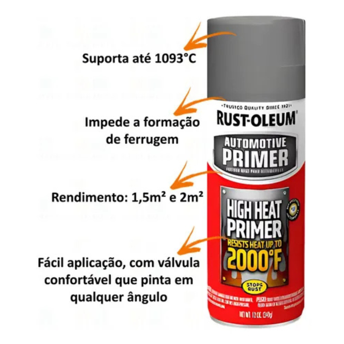 Spray Primer Alta Temperatura Cinza Rust-Oleum Automotive High Heat - Cinza
