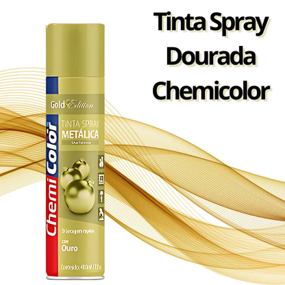 Spray Metálica Ouro-  Acabamento Dourado Brilhante - Chemicolor