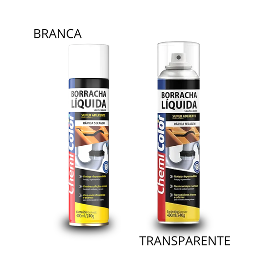 Borracha Líquida Spray - Impermeabilizante Flexível - Branca e Transparente