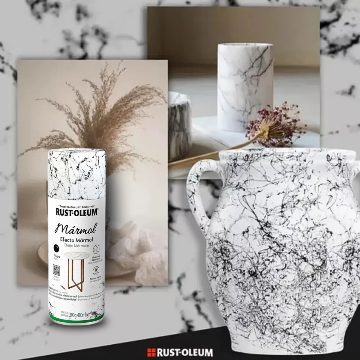 Tinta Spray Decorativa Efeito Mármore Preto - Rust-Oleum