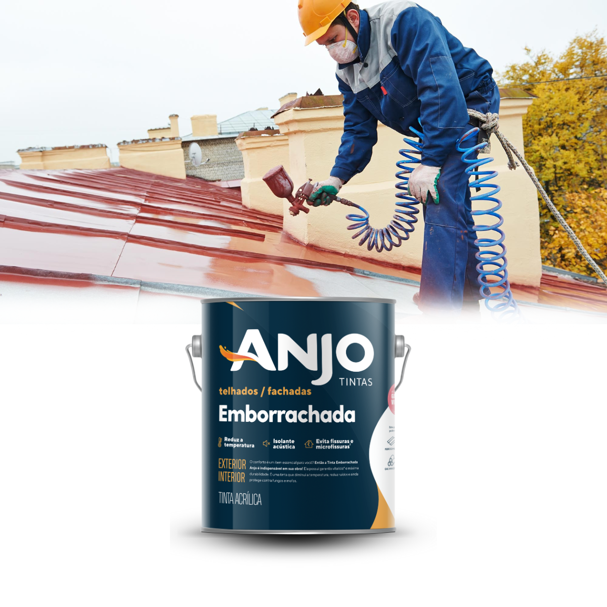 Tinta Emborrachada Anjo 3,6L - Impermeabilizante e Isolante Térmico