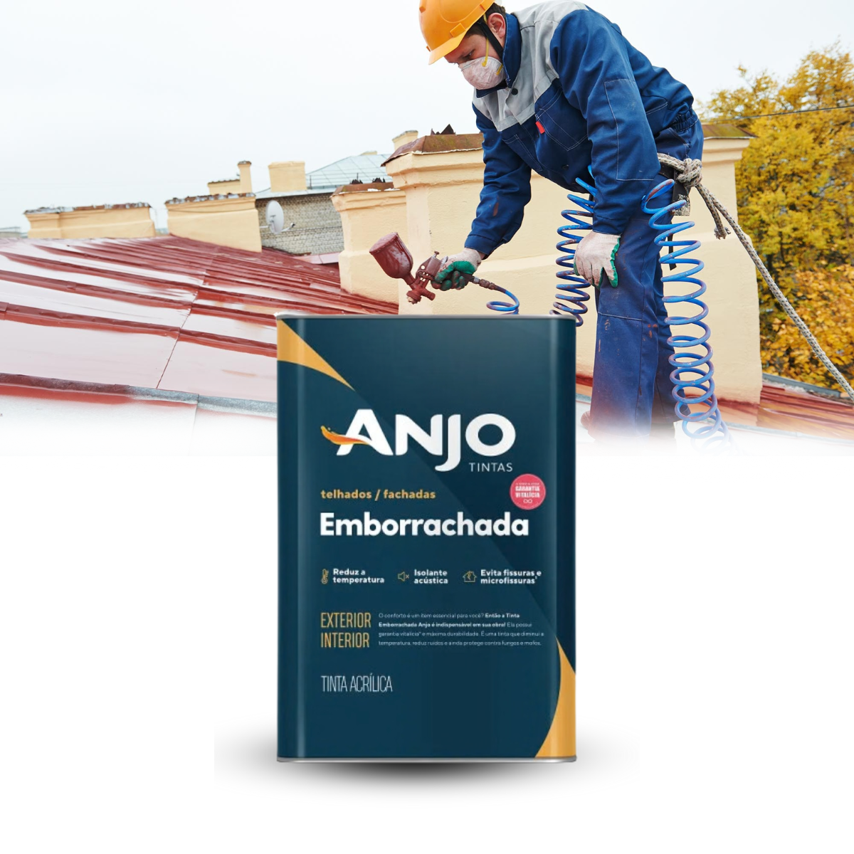 Tinta Emborrachada Anjo 18L - Impermeabilizante e Isolante Térmico