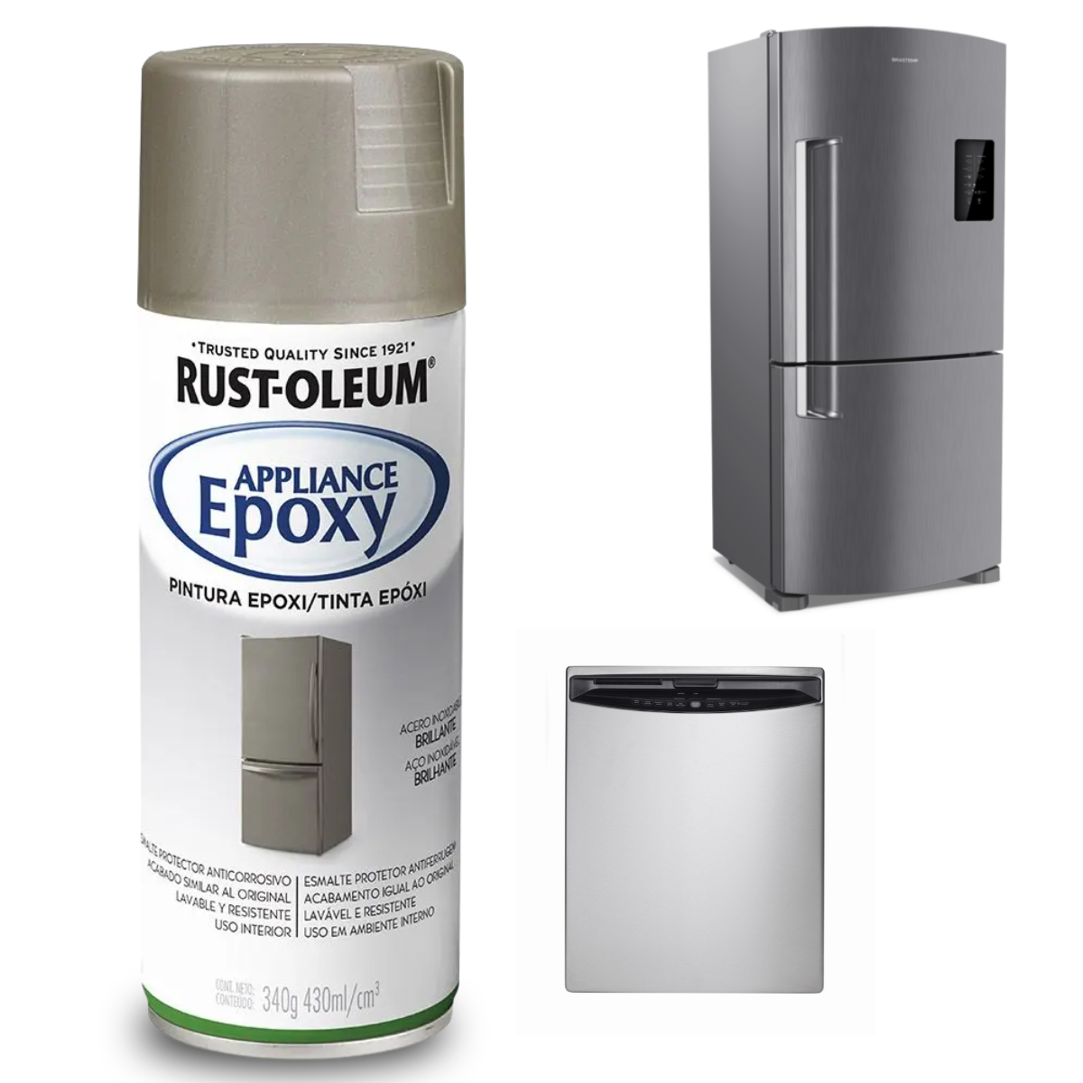 Tinta Epóxi em Spray Rust-Oleum Aço Inox Brilhante – Alta Resistência para Metais