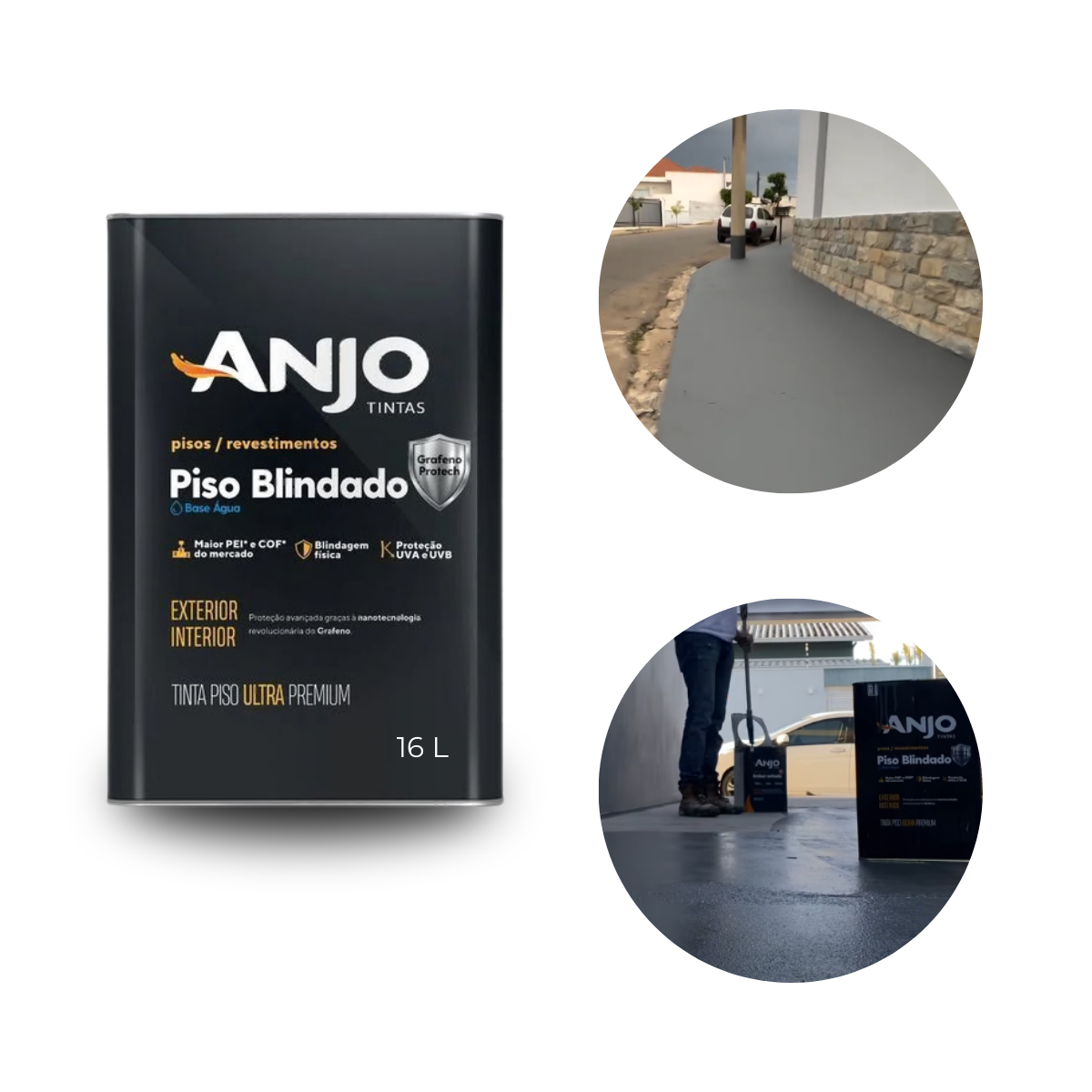 Tinta Piso Blindado Base Água Anjo Grafeno Protech Antiderrapante Lata 16L