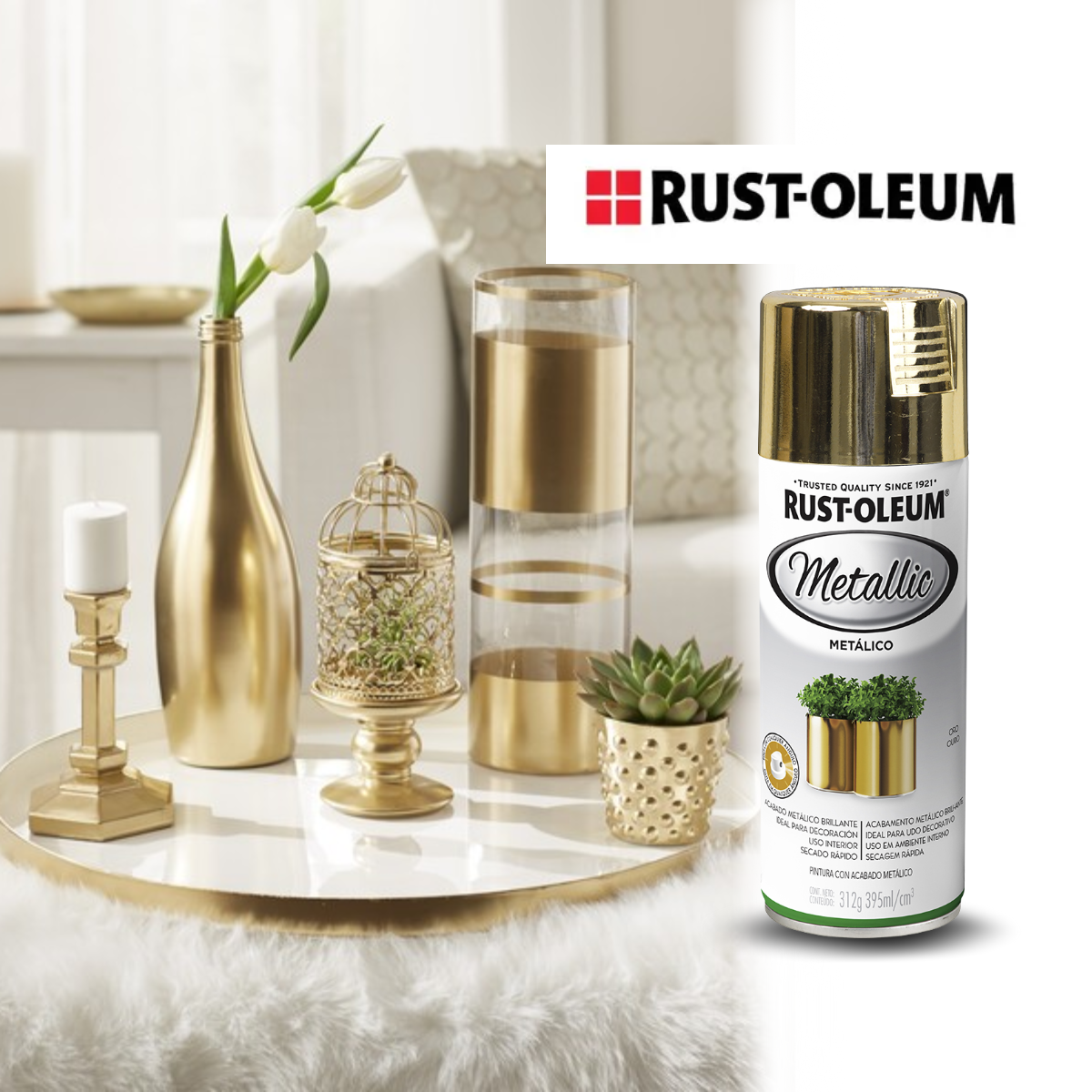Spray Acabamento Metálico Rust-Oleum Alta Cobertura Ouro