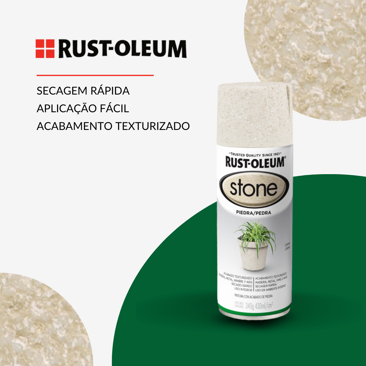 Spray Rust-Oleum Stone Acabamento Pedra - Creme