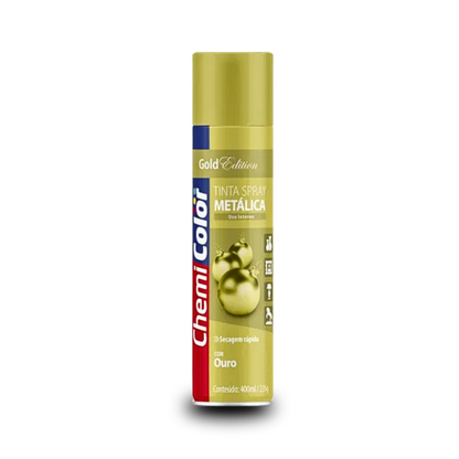 Spray Metálica Ouro-  Acabamento Dourado Brilhante - Chemicolor