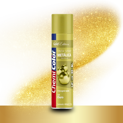 Spray Metálica Ouro-  Acabamento Dourado Brilhante - Chemicolor