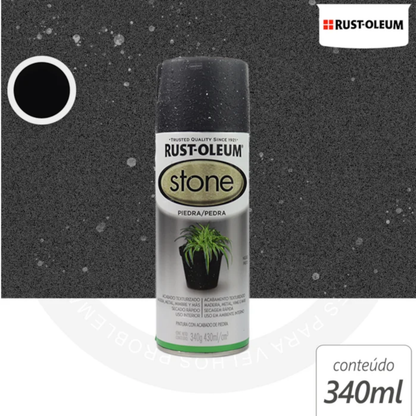 Spray Rust-Oleum Stone Acabamento Pedra Preto