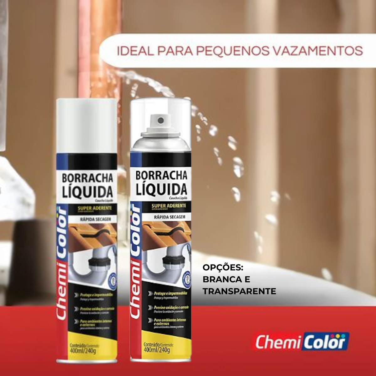 Borracha Líquida Spray - Impermeabilizante Flexível - Branca e Transparente