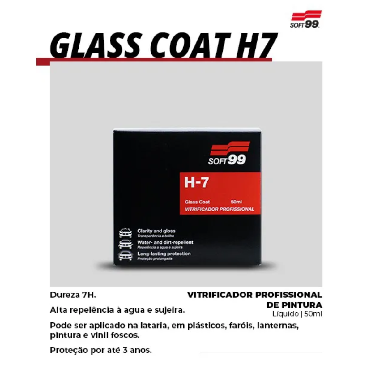 Vitrificador Pintura H7 Coating Glass Coat 50ml Soft99