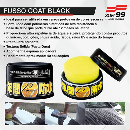 Cera Fusso Coat Preta para Carros Escuros Soft99 – Alta Proteção e Brilho