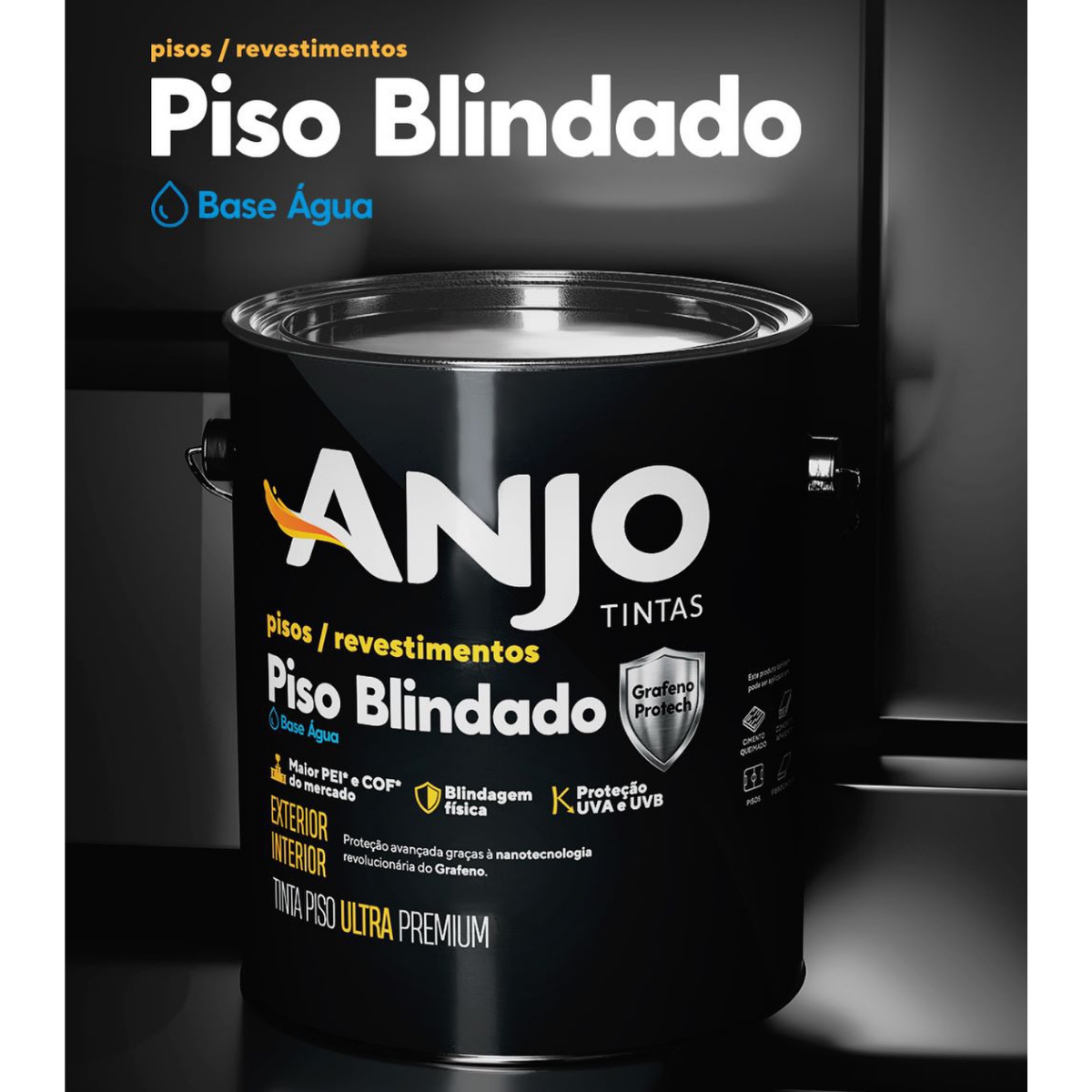 Kit Tinta Pu Piso Blindado Grafeno + Catalizador Polido Anjo