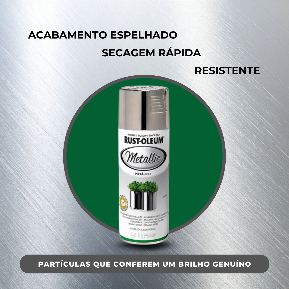 Tinta Spray Acabamento Metálico Rust-Oleum Alta Cobertura - Prata