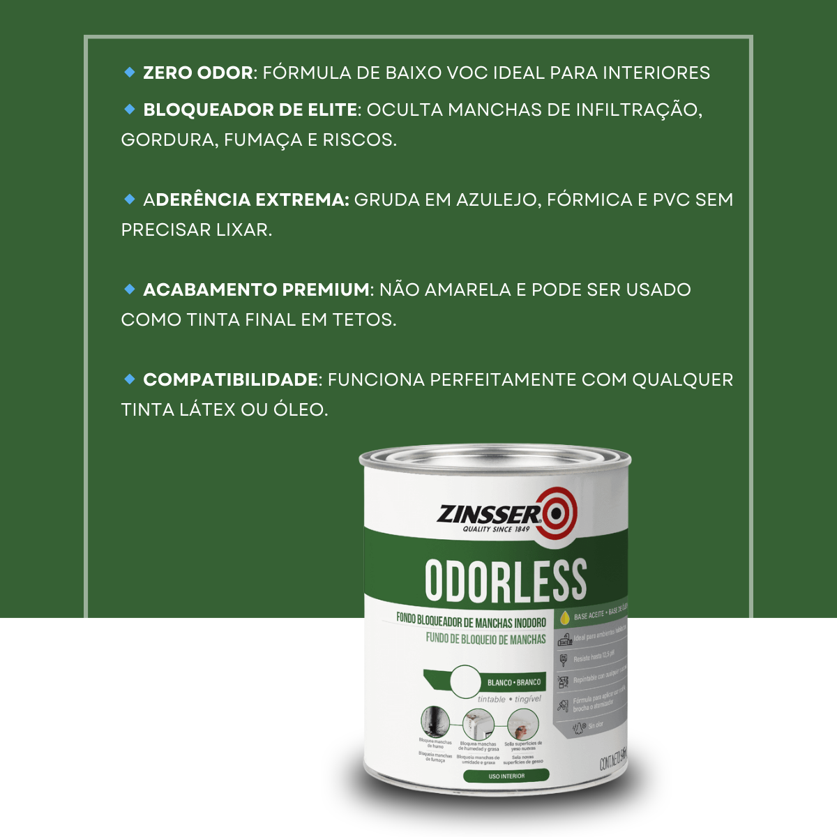 Primer Bloqueador de Manchas Sem Cheiro Zinsser Odorless - 946ml