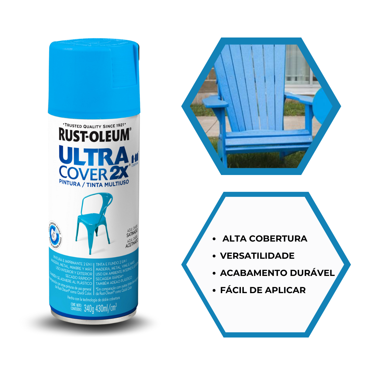 Spray Ultra Cover Azul Oásis Acetinado Rust Oleum