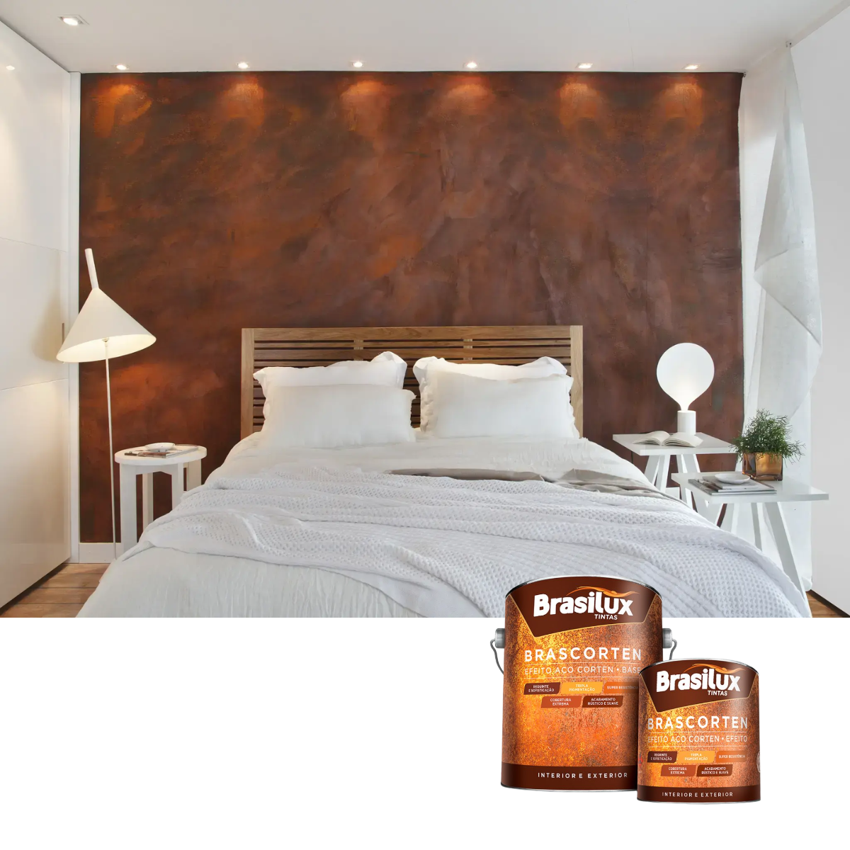Revestimento Decorativo com Efeito de Ferrugem Brasilux Brascorten Base + Efeito
