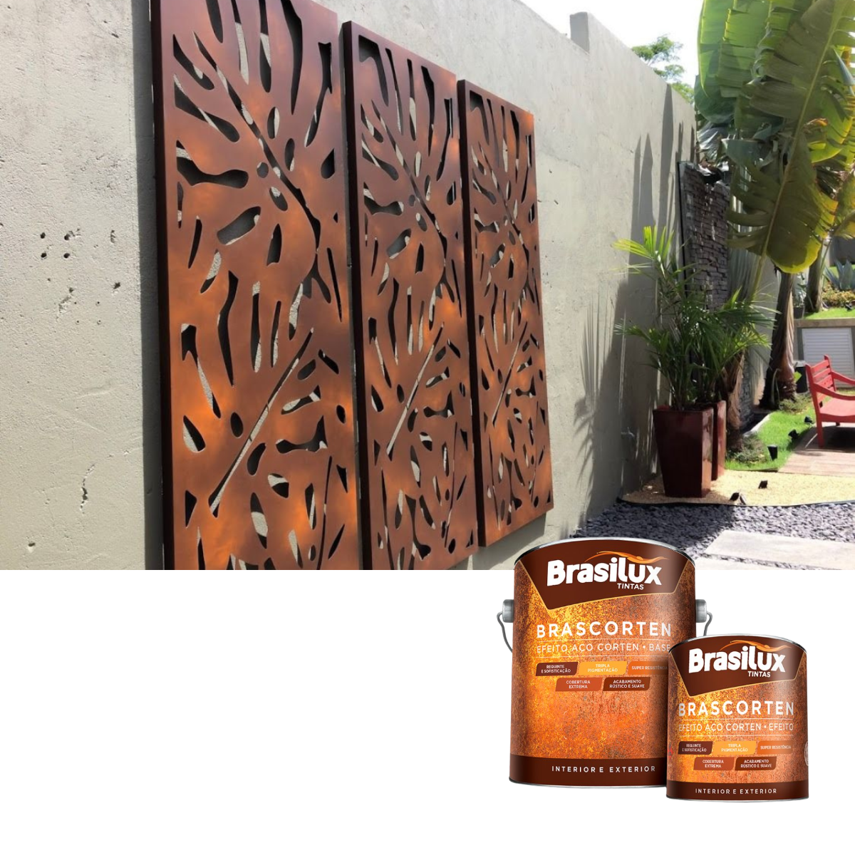 Revestimento Decorativo com Efeito de Ferrugem Brasilux Brascorten Base + Efeito