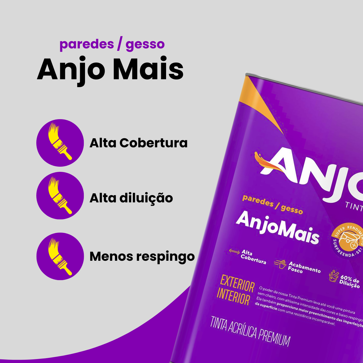 Tinta Acrílica Premium Anjo Mais 3,6L