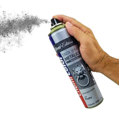 Spray Metálico Prata - Acabamento Brilhante - Chemicolor