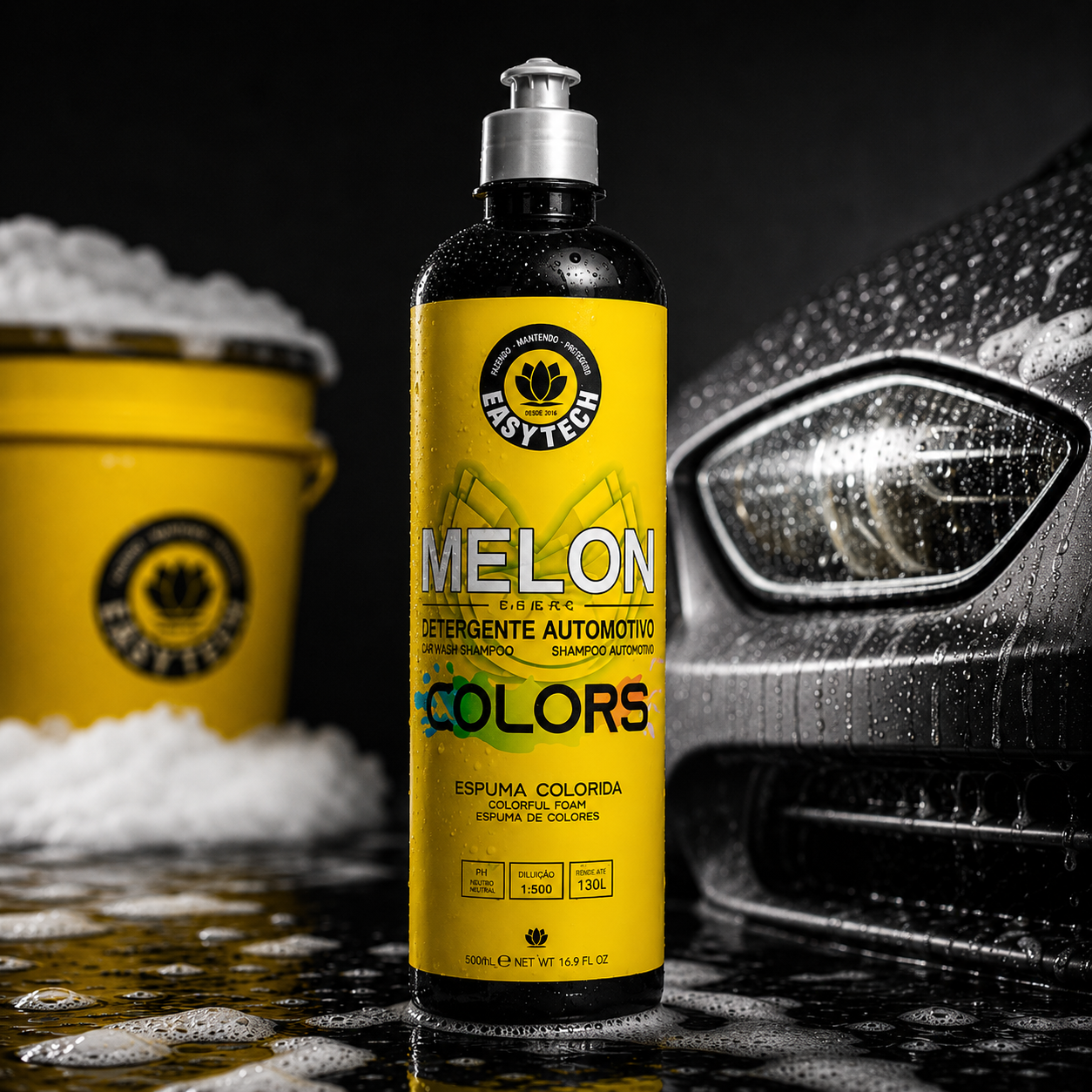 Melon 500ml Easytech Shampoo Automotivo Espuma Amarelo Colors Neutro