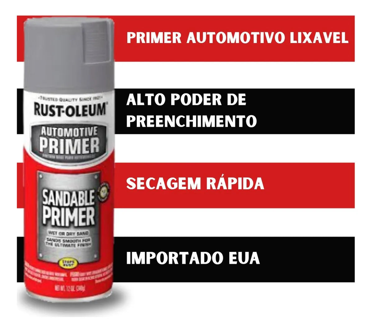 Tinta Spray Primer Automotivo Lixável - Rust-Oleum - Cinza