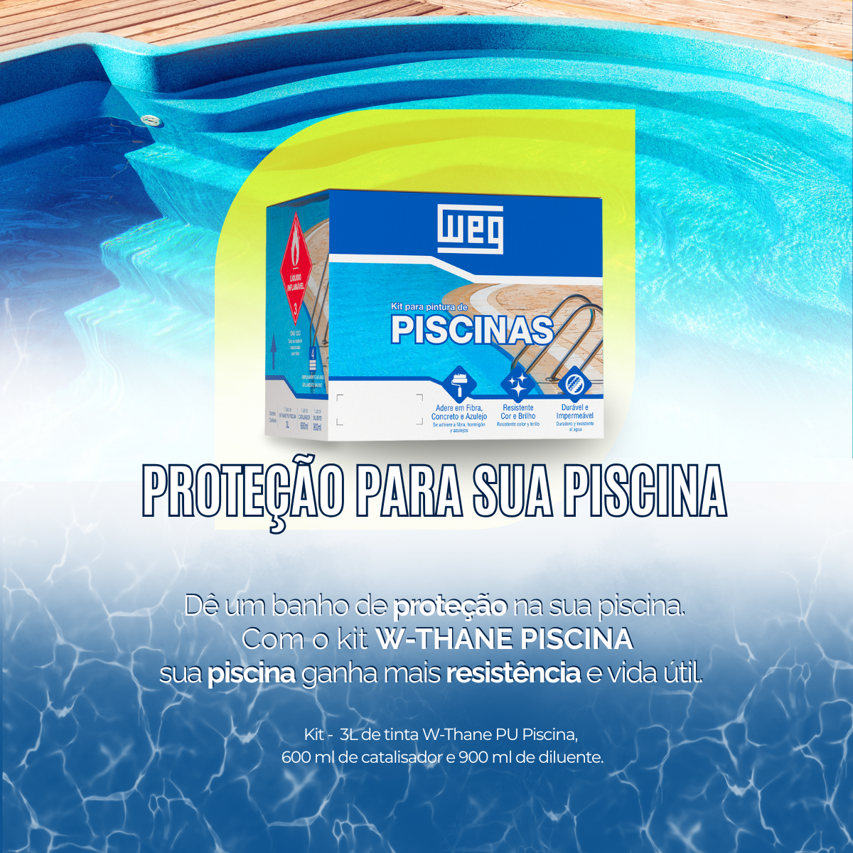 Tinta Weg Pu kPiscinas De Fibra, Concreto, Azulejo - 4,5 L
