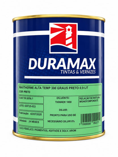 Tinta Maxtherme Alta Temp 300°C Preto 0,9L Duramax