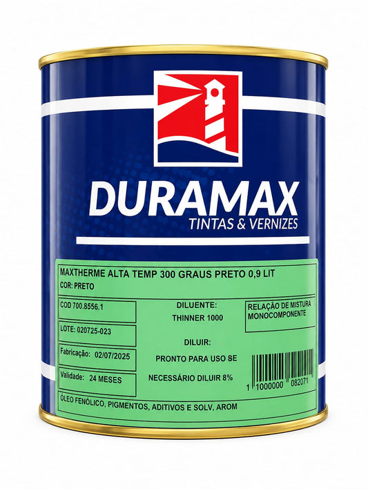 Tinta Maxtherme Alta Temp 300°C Preto 0,9L Duramax