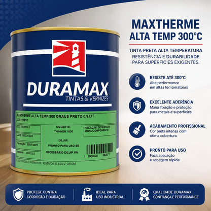 Tinta Maxtherme Alta Temp 300°C Preto 0,9L Duramax